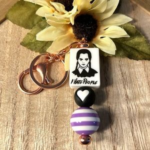 Wednesday-I hate people keychain